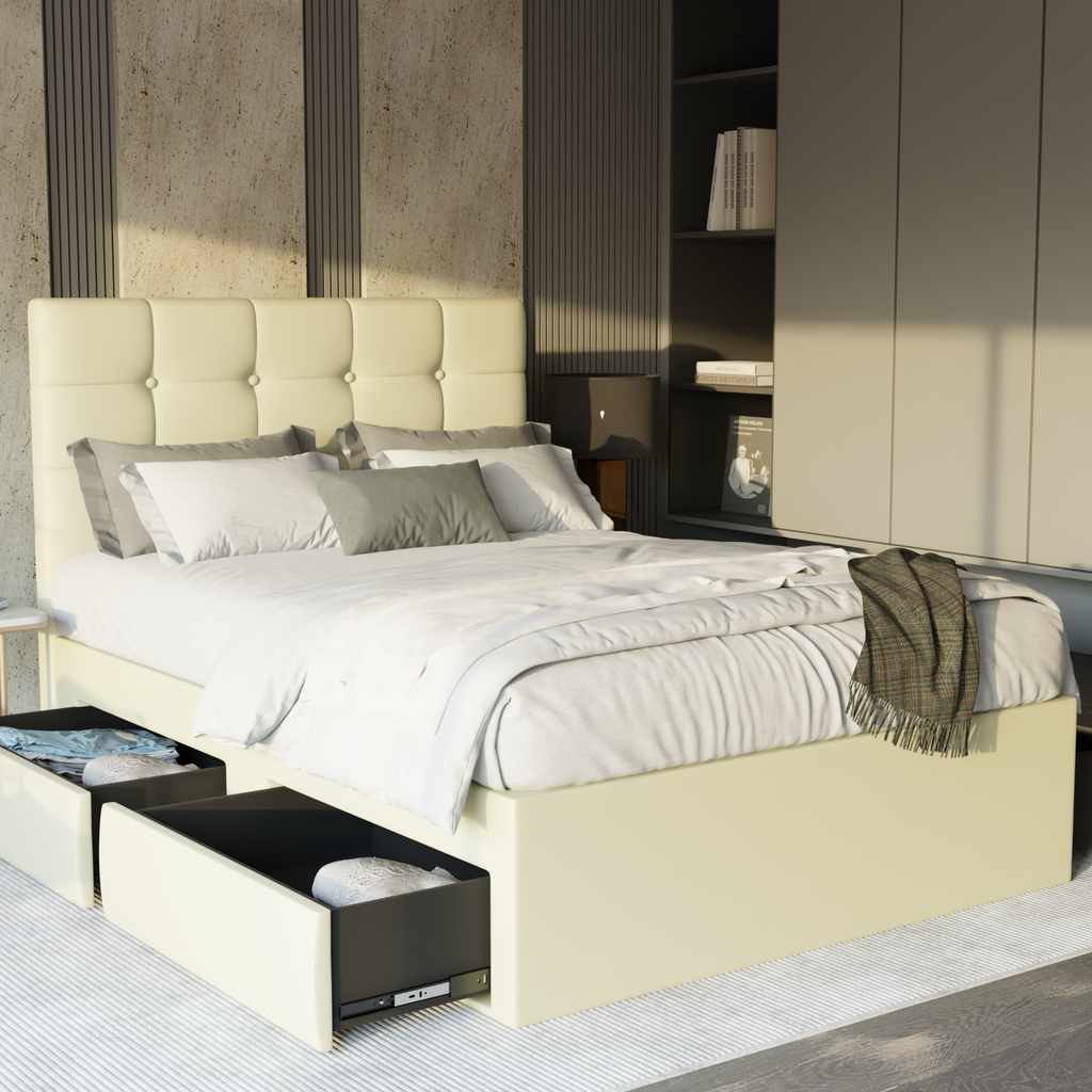 Ellie Faux Leather Drawer Bed Frame