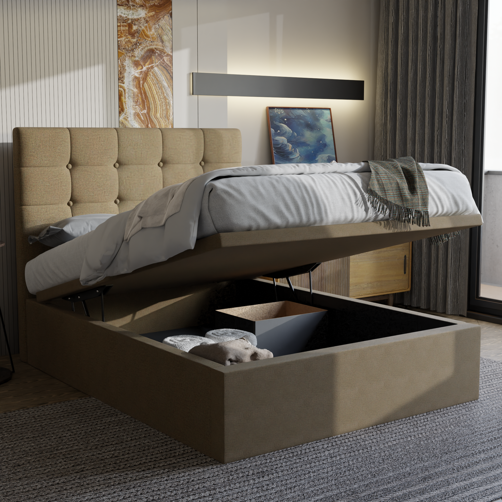 Ellie Fabric Storage Bed