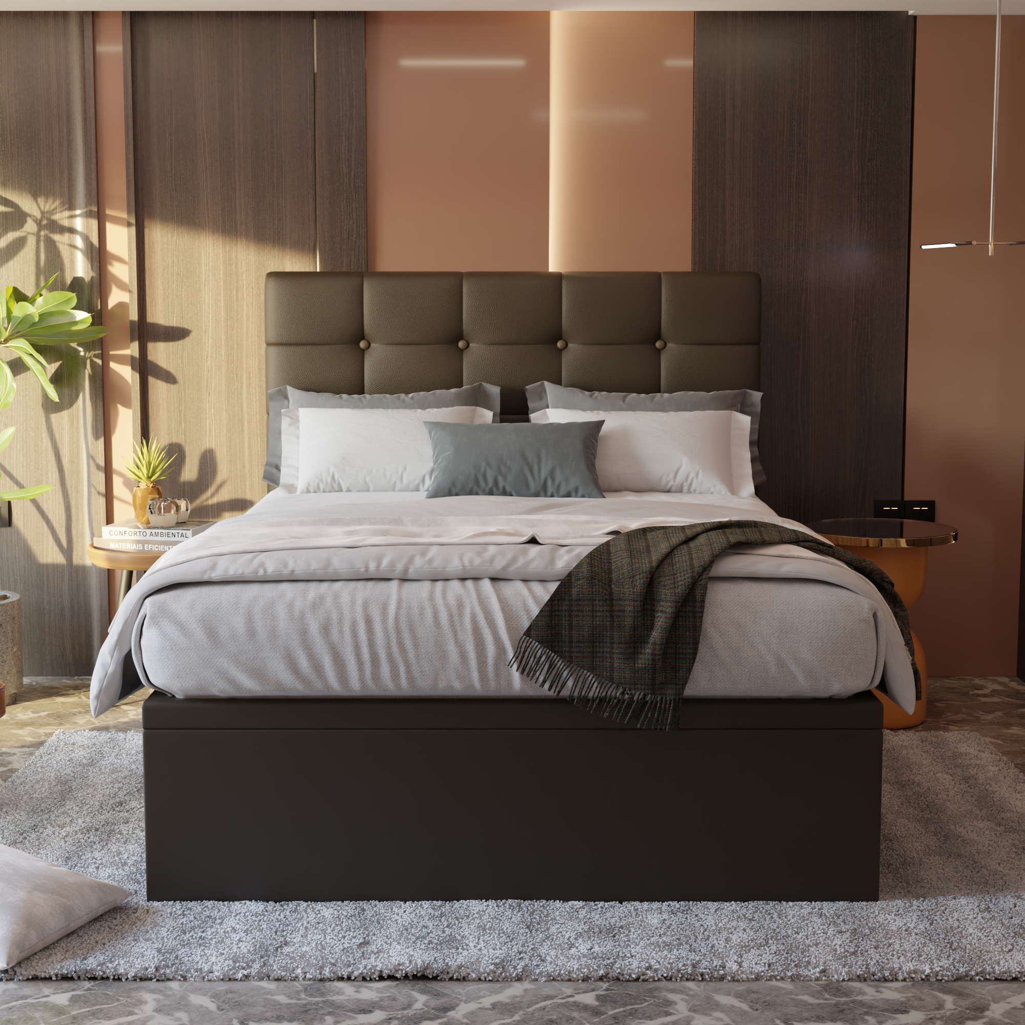 Ellie Faux Leather Storage Bed