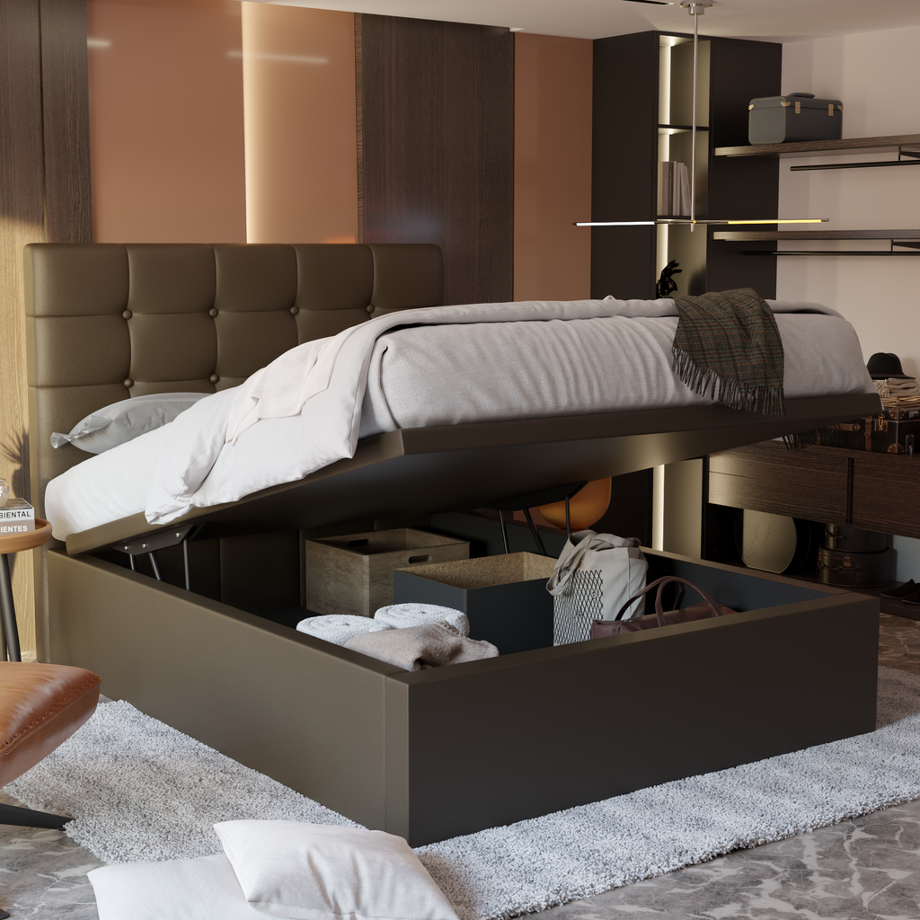 Ellie Faux Leather Storage Bed