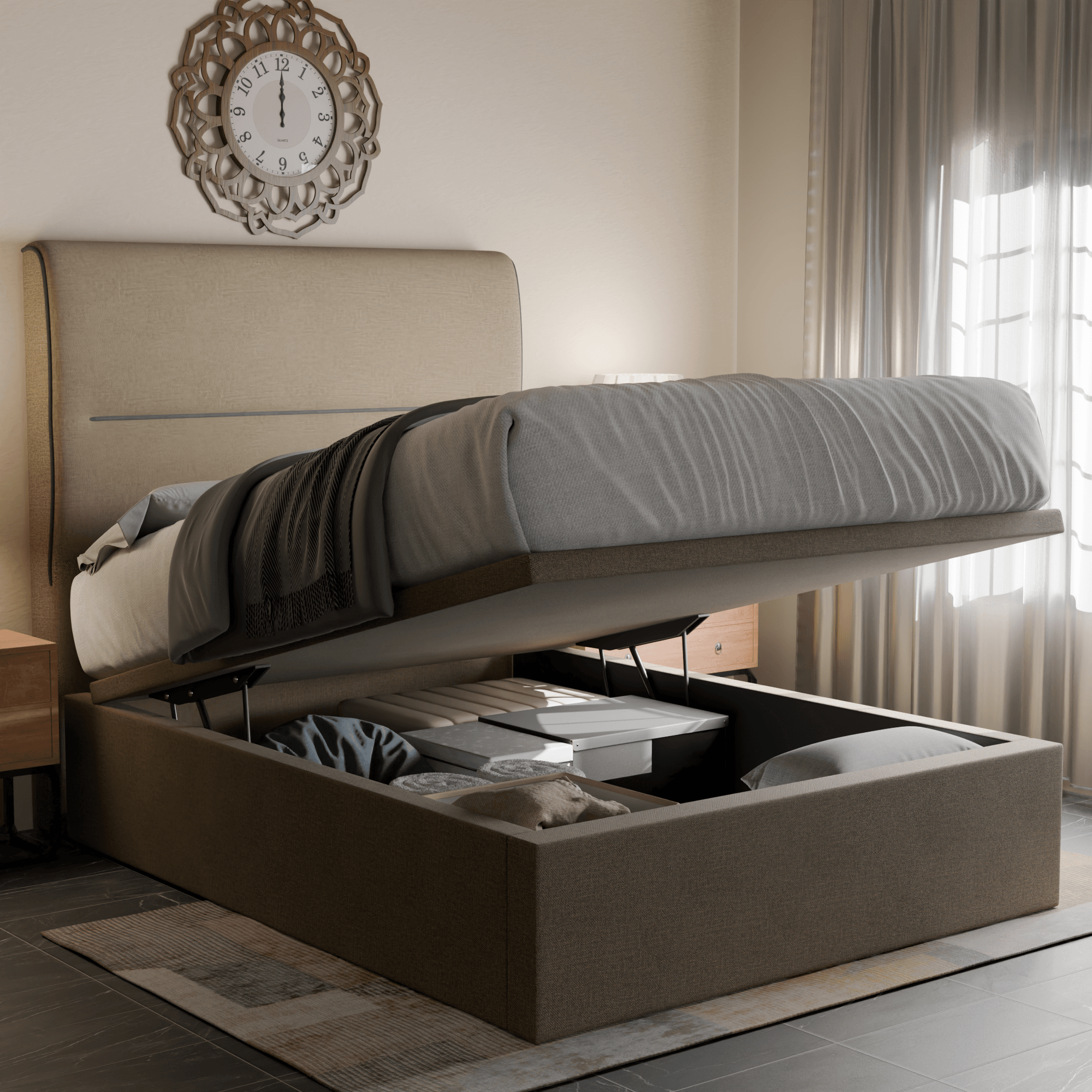 Emilia Fabric Storage Bed