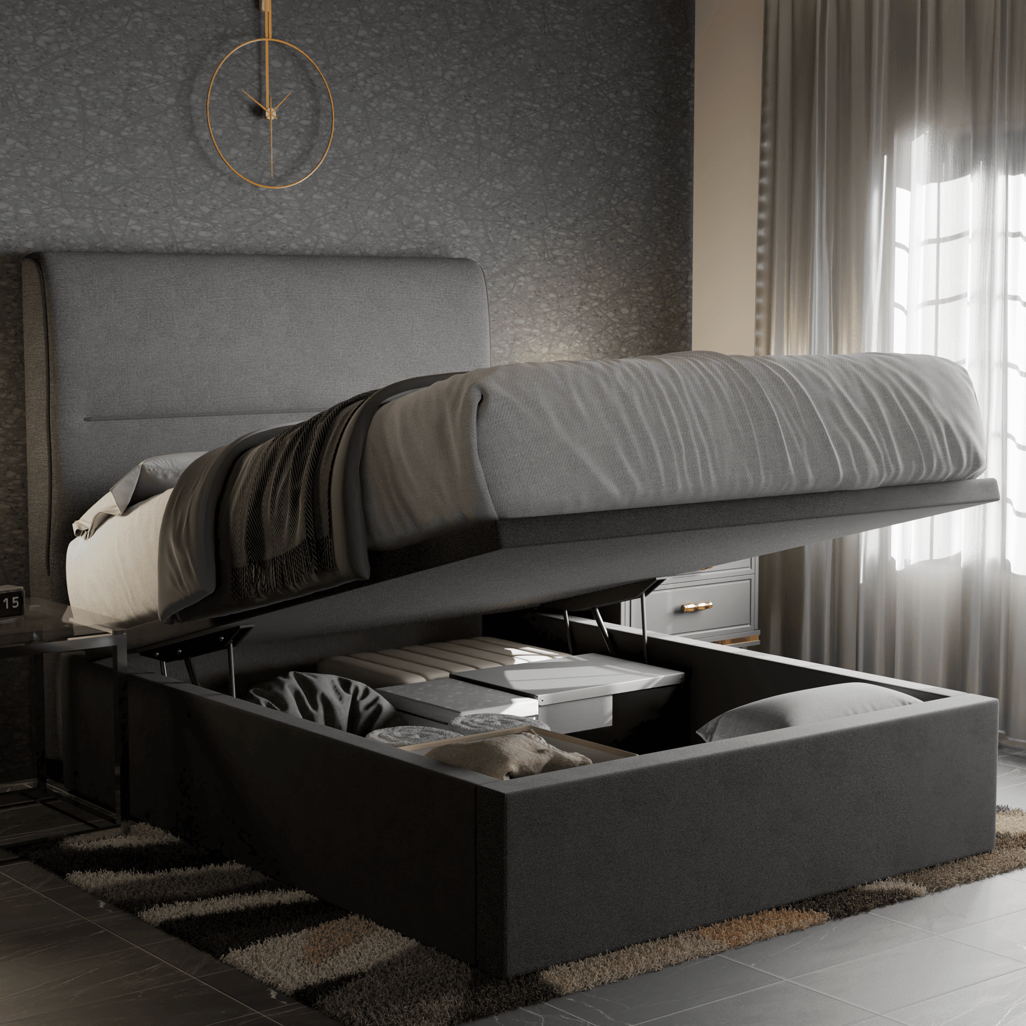 Emilia Fabric Storage Bed