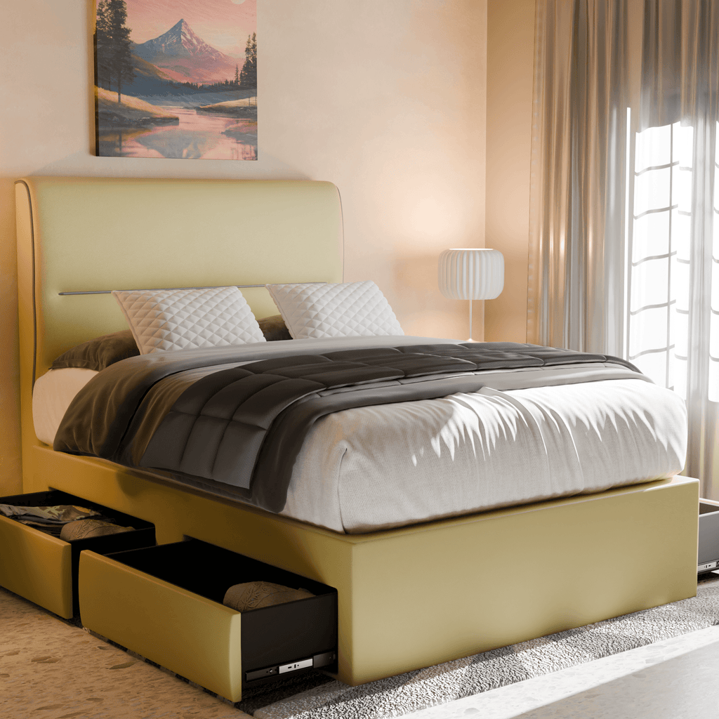 Emilia Faux Leather Drawer Bed