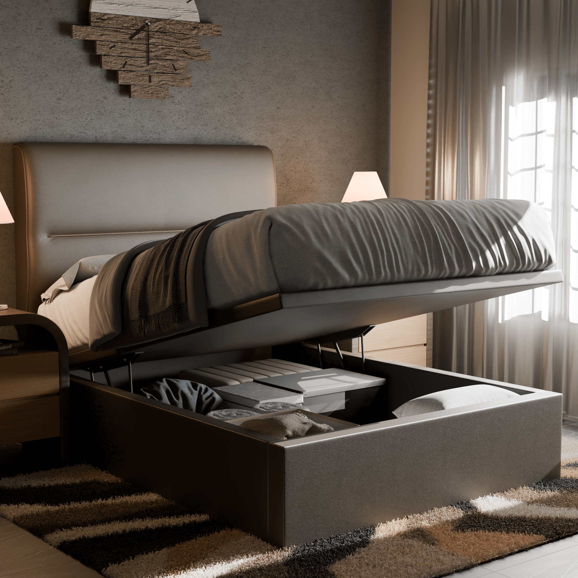 Emilia Faux Leather Storage Bed
