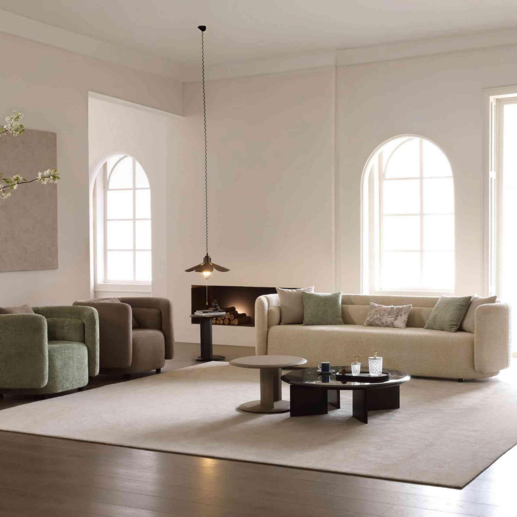Gastone Teddy Fabric Sofa (Beige)