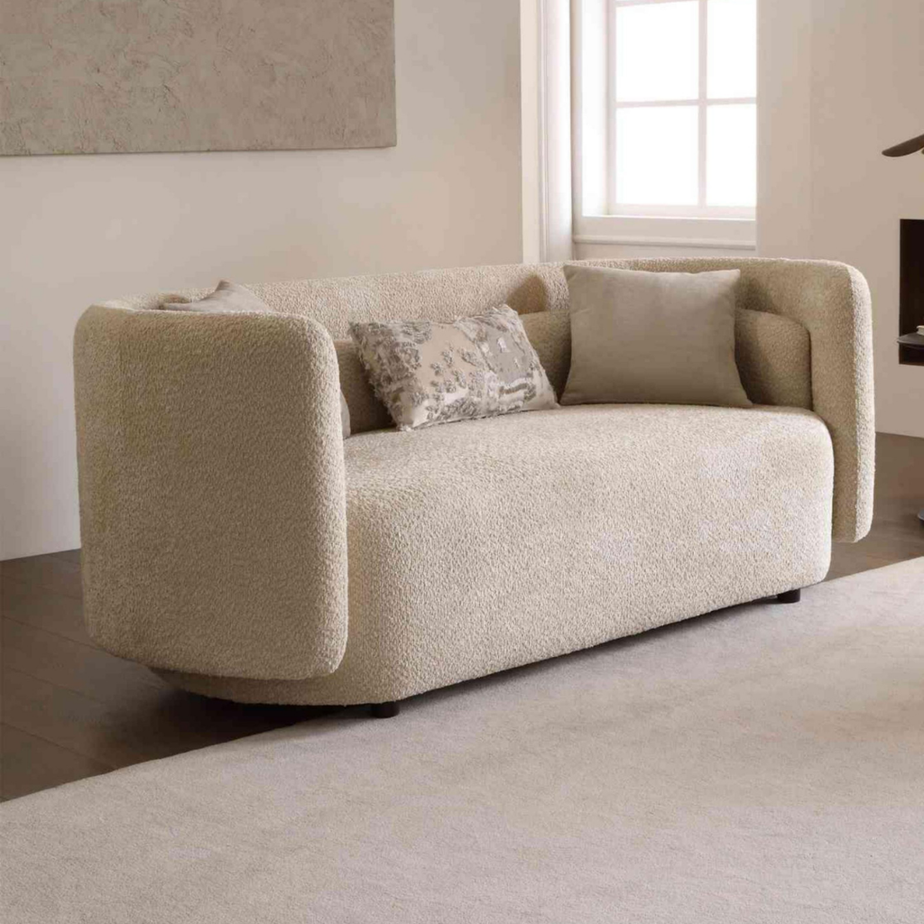 Gastone Teddy Fabric Sofa (Beige)
