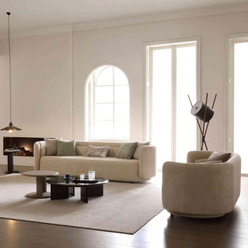 Gastone Teddy Fabric Sofa (Beige)