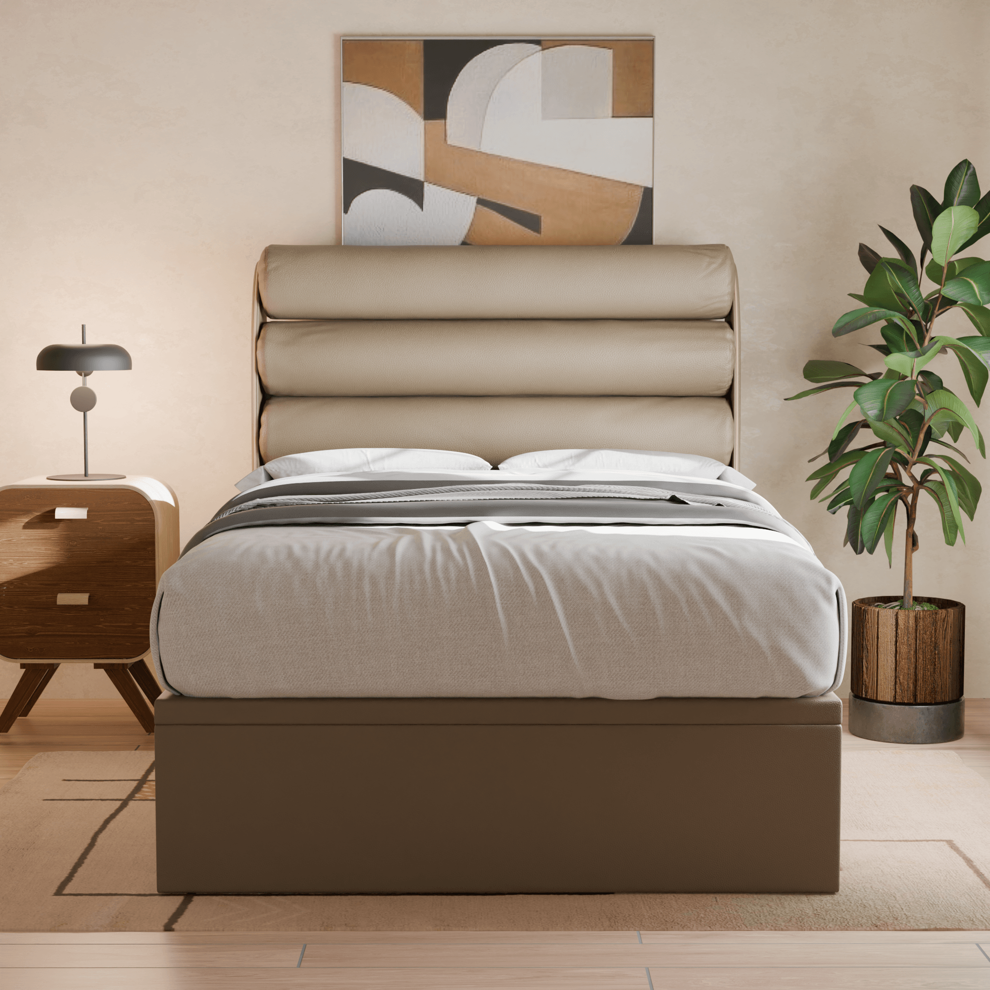 Gobbee Faux Leather Storage Bed