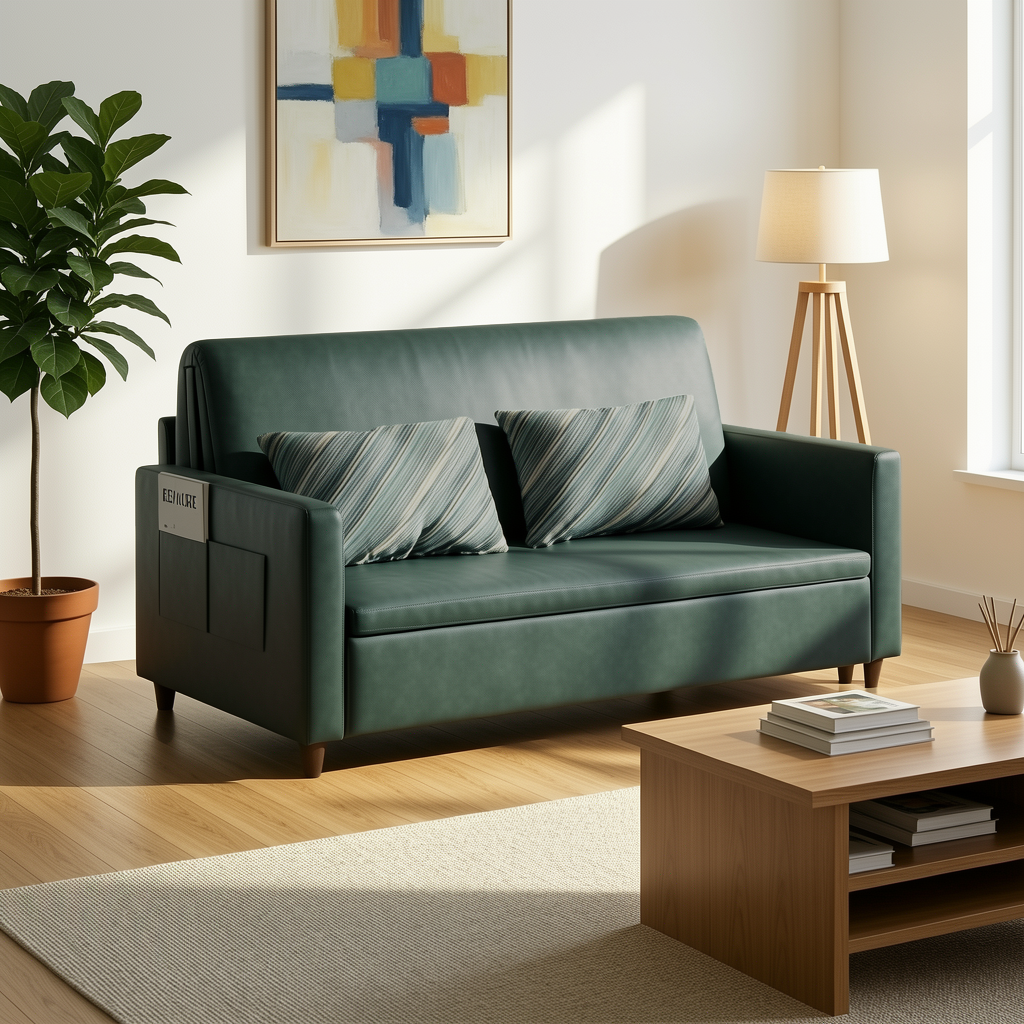 Gurhk Leathaire Sofa Bed (206cm)