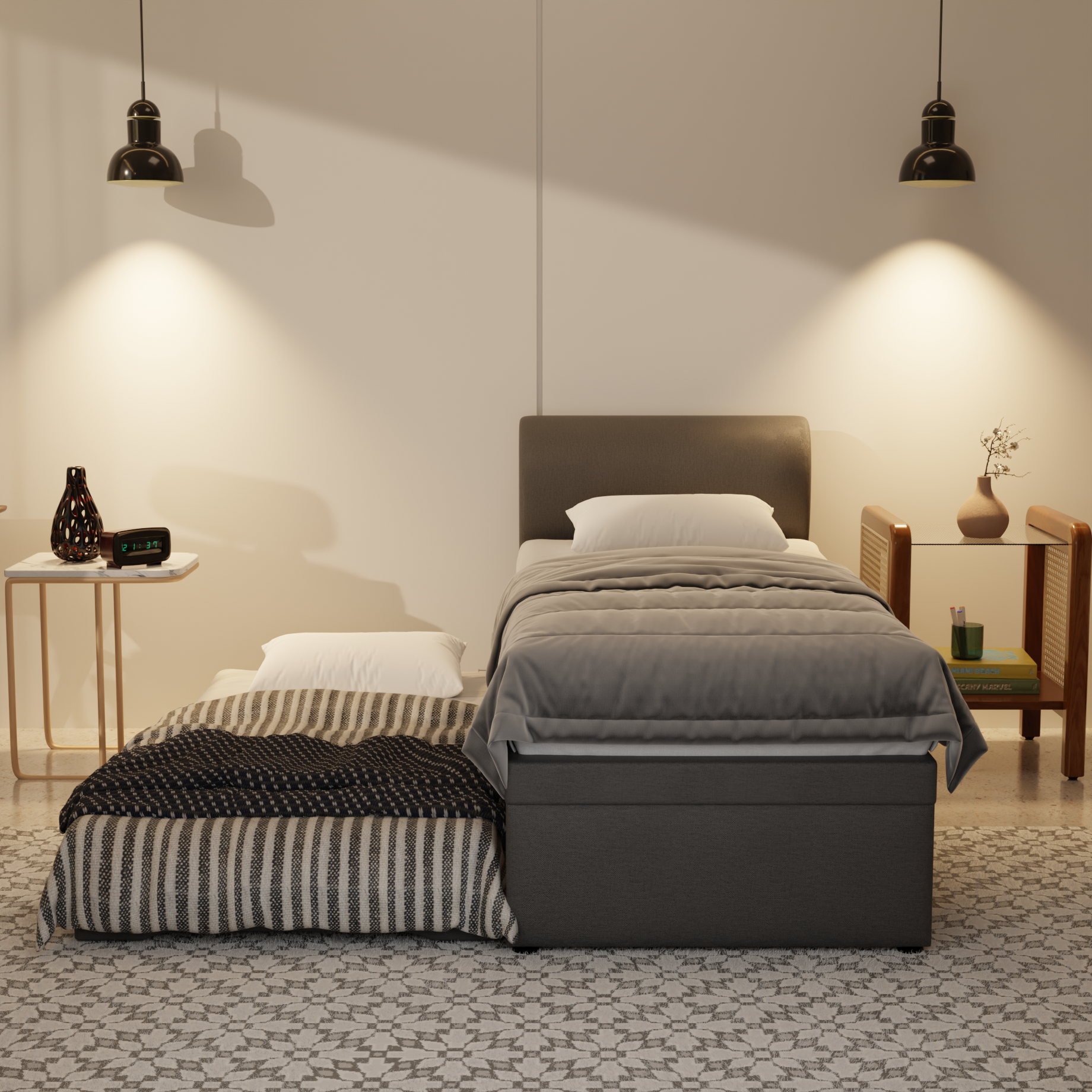 Donna Fabric 3 in 1 Pull Out Bed