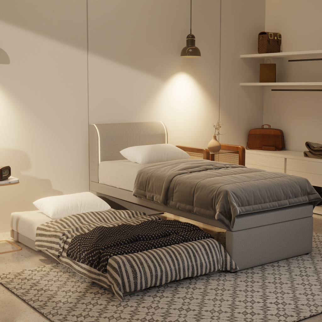 Panser Fabric 3 in 1 Pull Out Bed (Led Light)