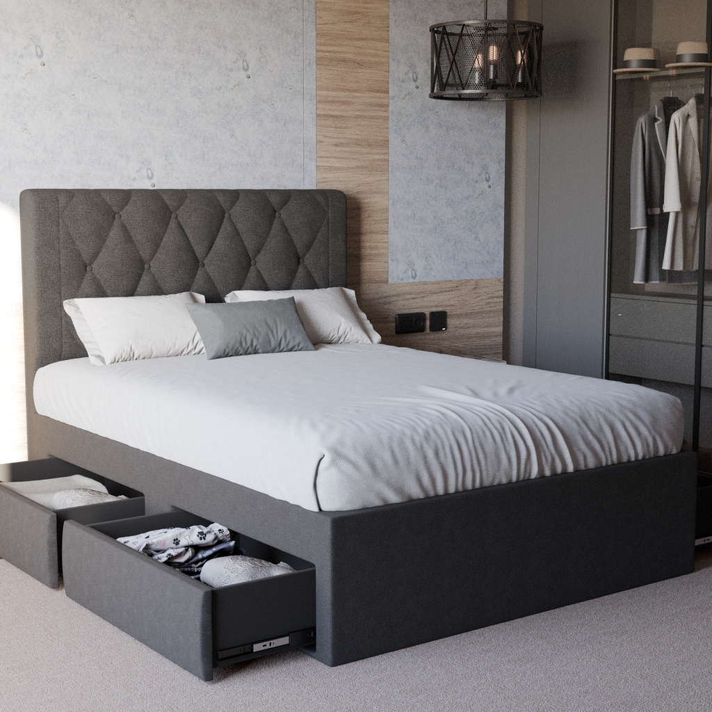 Hansen Fabric Drawer Bed Frame (Pet Friendly)