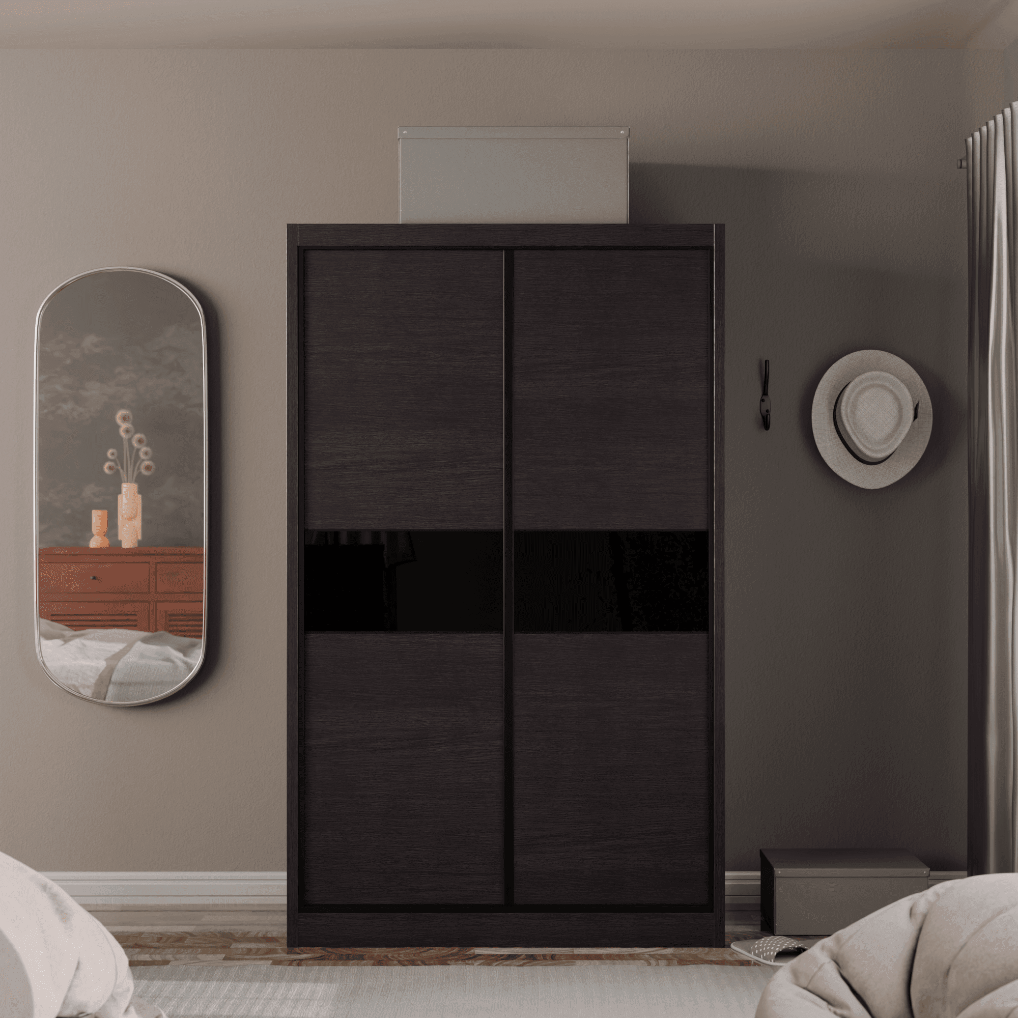Helene Modular Wardrobe (Black Glass)