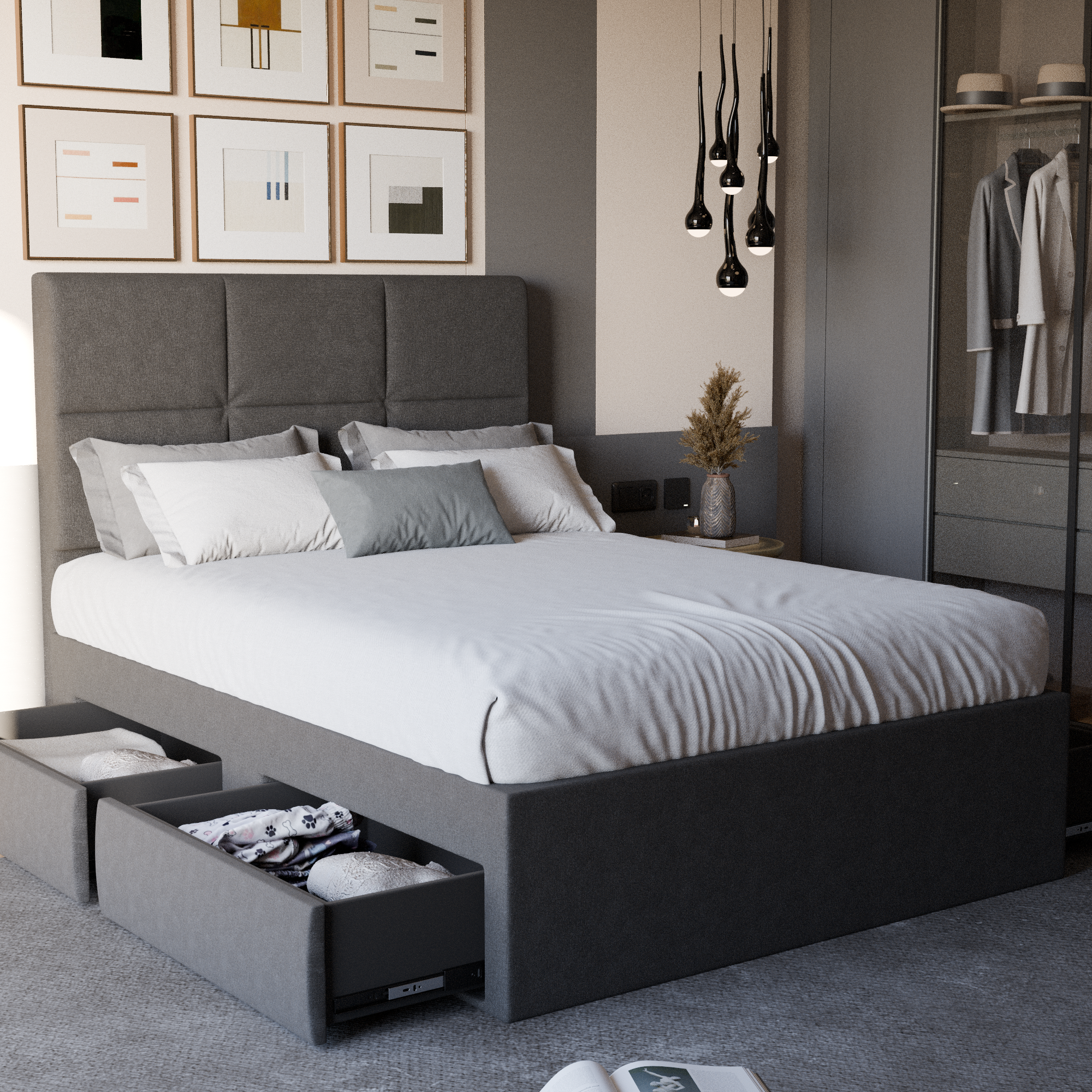 Jarvis Fabric Drawer Bed Frame (Pet Friendly Fabric)