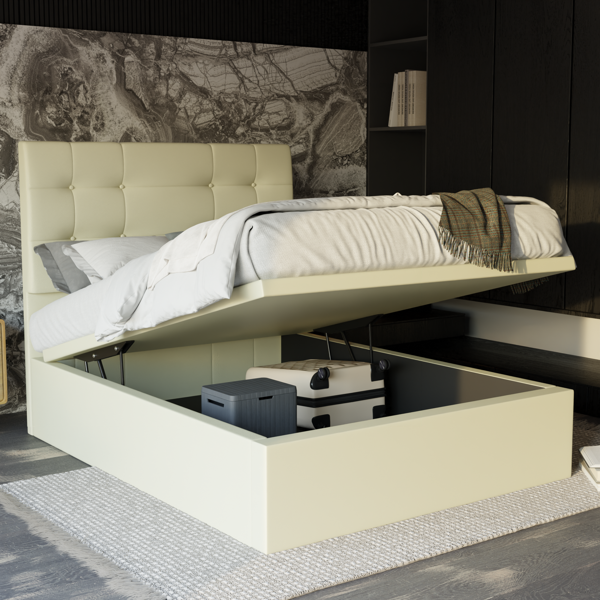 Jaxon Faux Leather Storage Bed