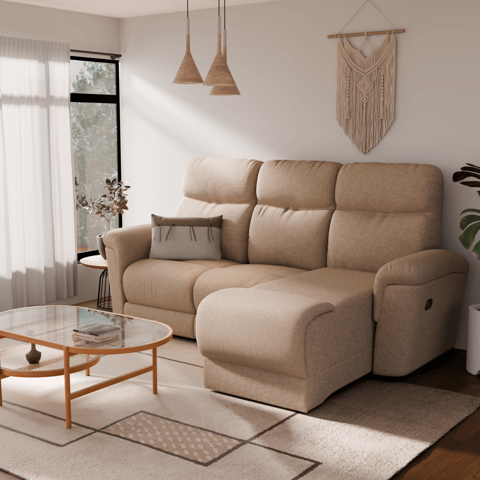 Kayle Fabric Recliner L-Shaped Sofa (Pet Friendly & Water Repellent)