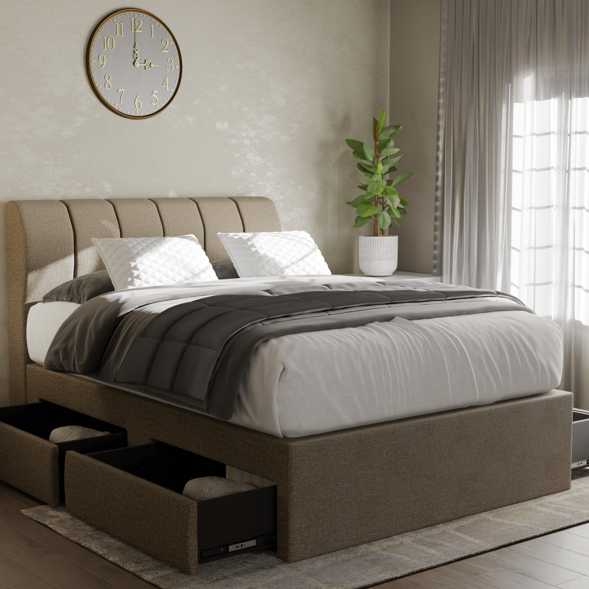 Kazura Fabric Drawer Bed Frame