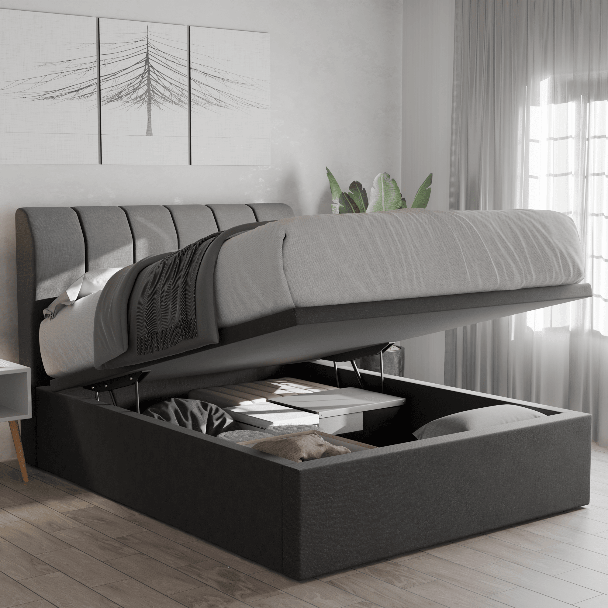 Kazura Fabric Storage Bed
