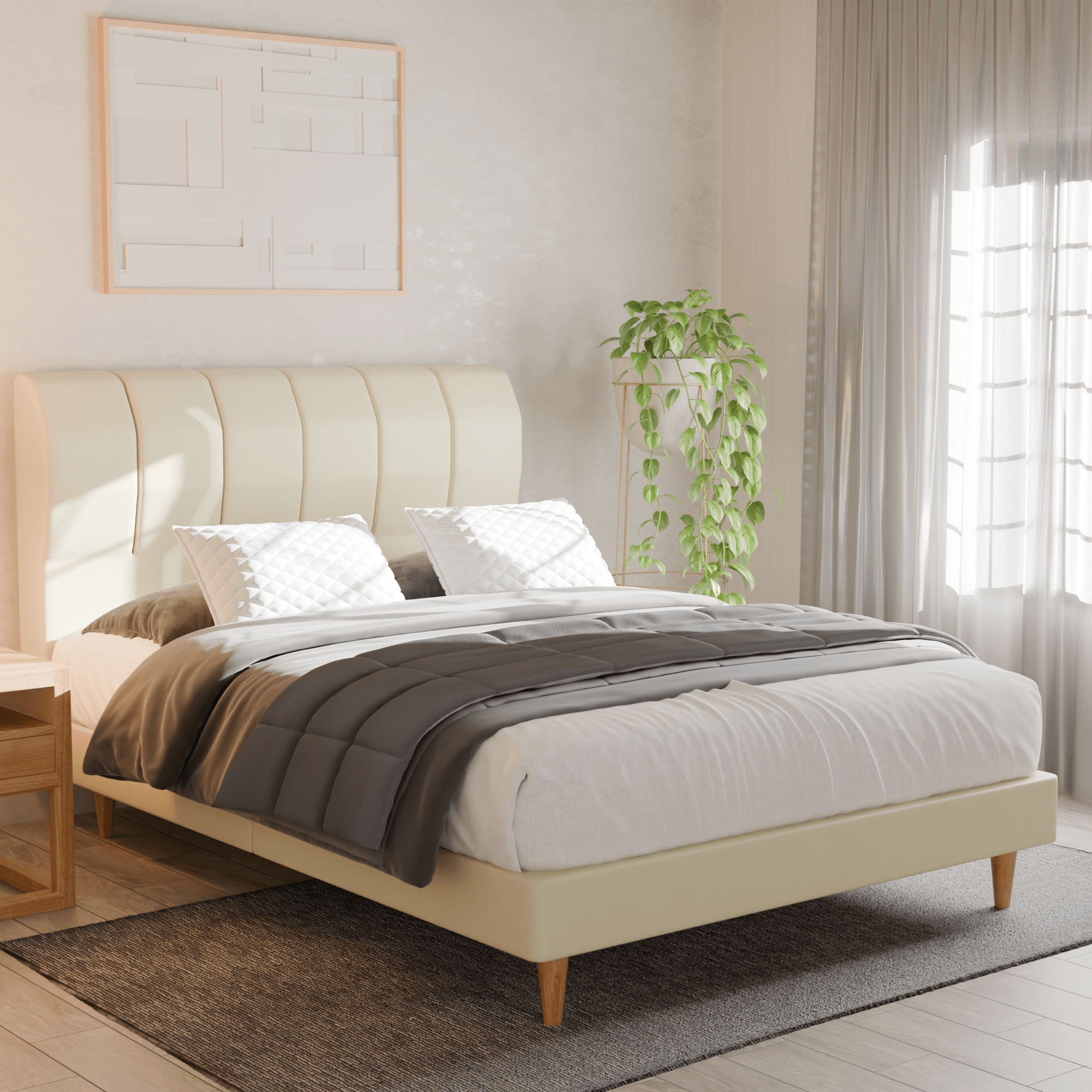 Kazura Faux Leather Bed Frame