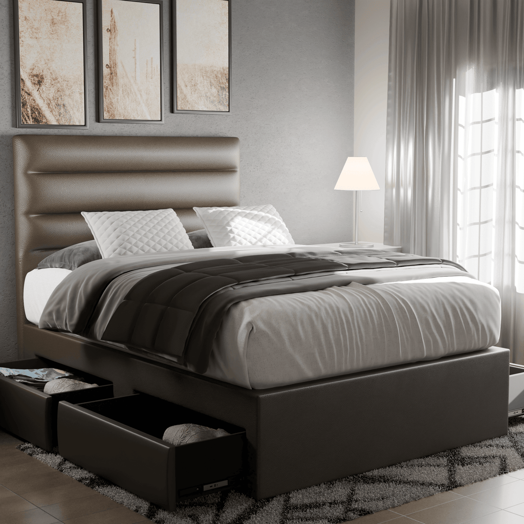 Keenan Faux Leather Drawer Bed