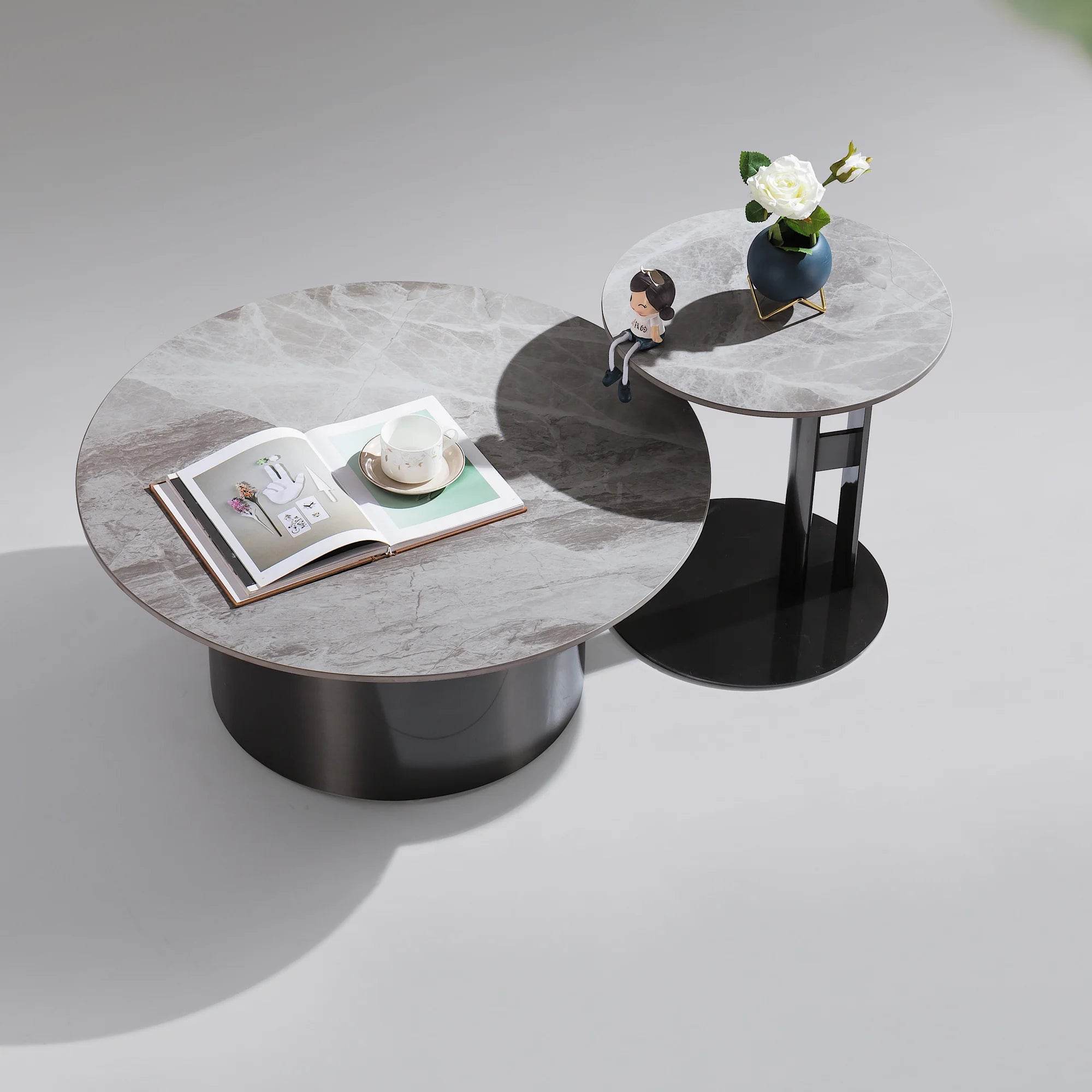 Larissa Glossy Sintered Stone Nesting Coffee Table