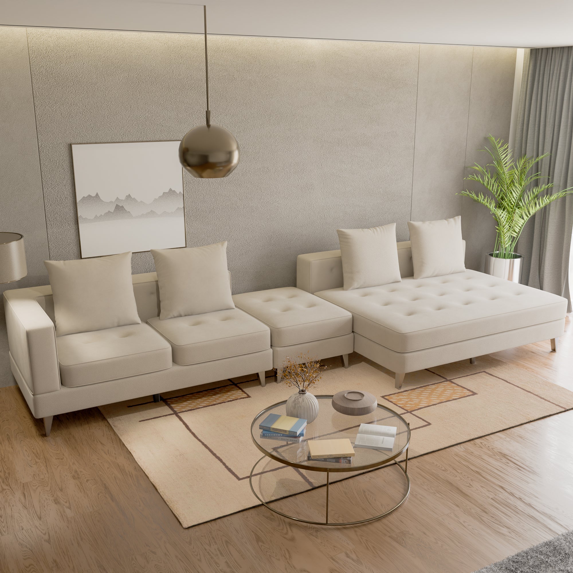 Prylen Fabric L-Shaped Sofa by Esteller (Pet Friendly & Easy Clean)