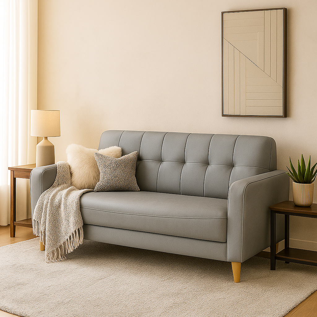 Mandel Faux Leather Sofa