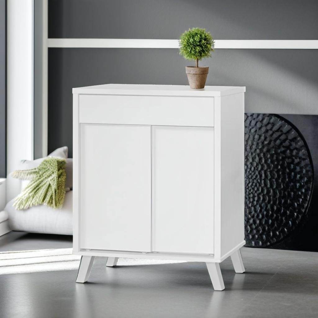 Marshall Shoe Cabinet with Sliding Door in White