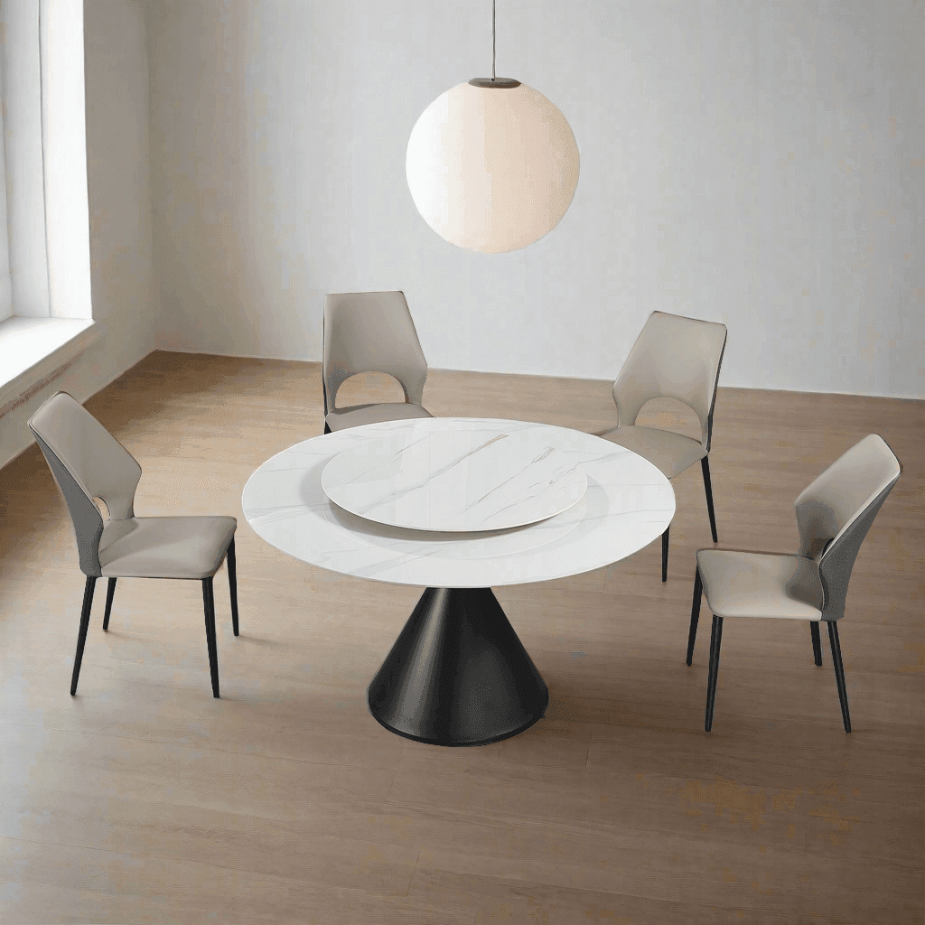 Melody Sintered Stone Round Dining Table (With or Without Lazy Susan)