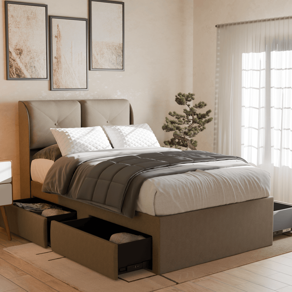 Mohave Fabric Drawer Bed Frame (Water Repellent)
