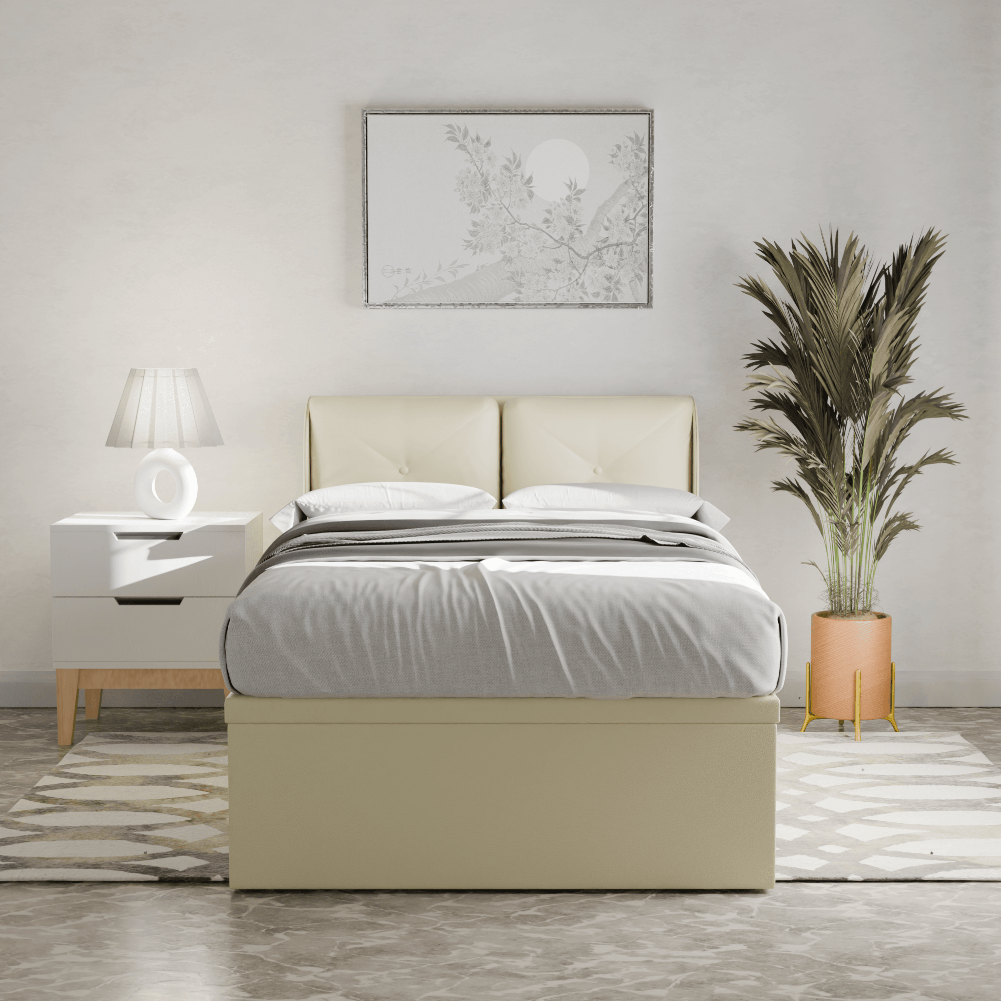 Mohave Faux Leather Storage Bed