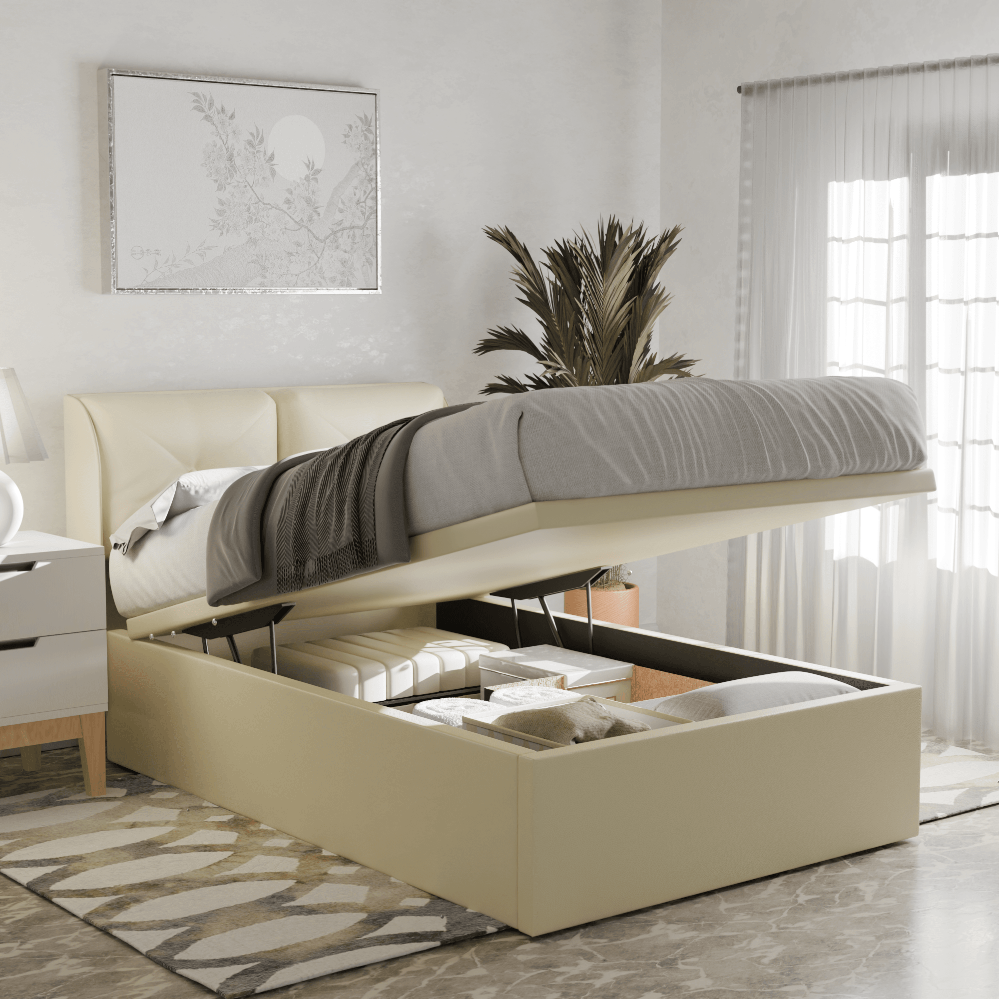 Mohave Faux Leather Storage Bed