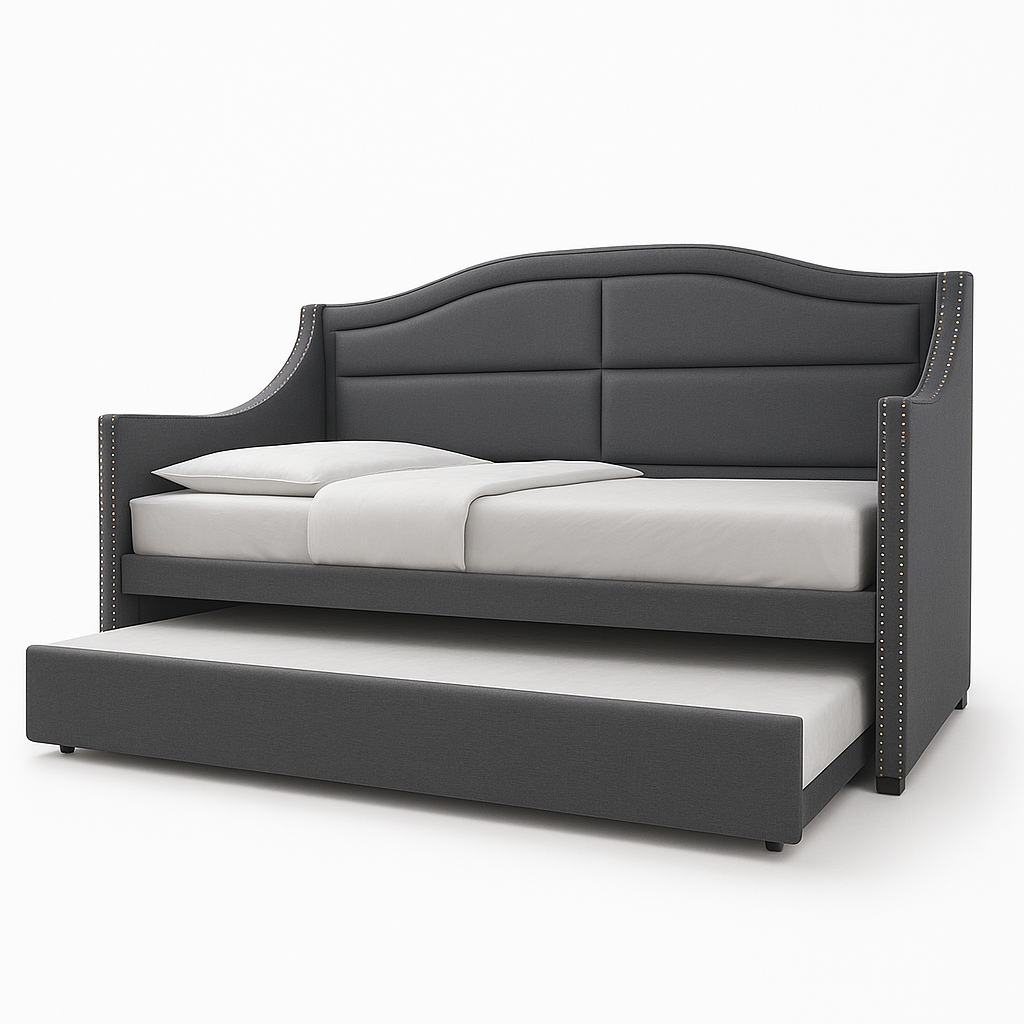 Jerry 3 in 1 Grey Fabric Daybed Pull Out Bed Frame (Water Repellent)