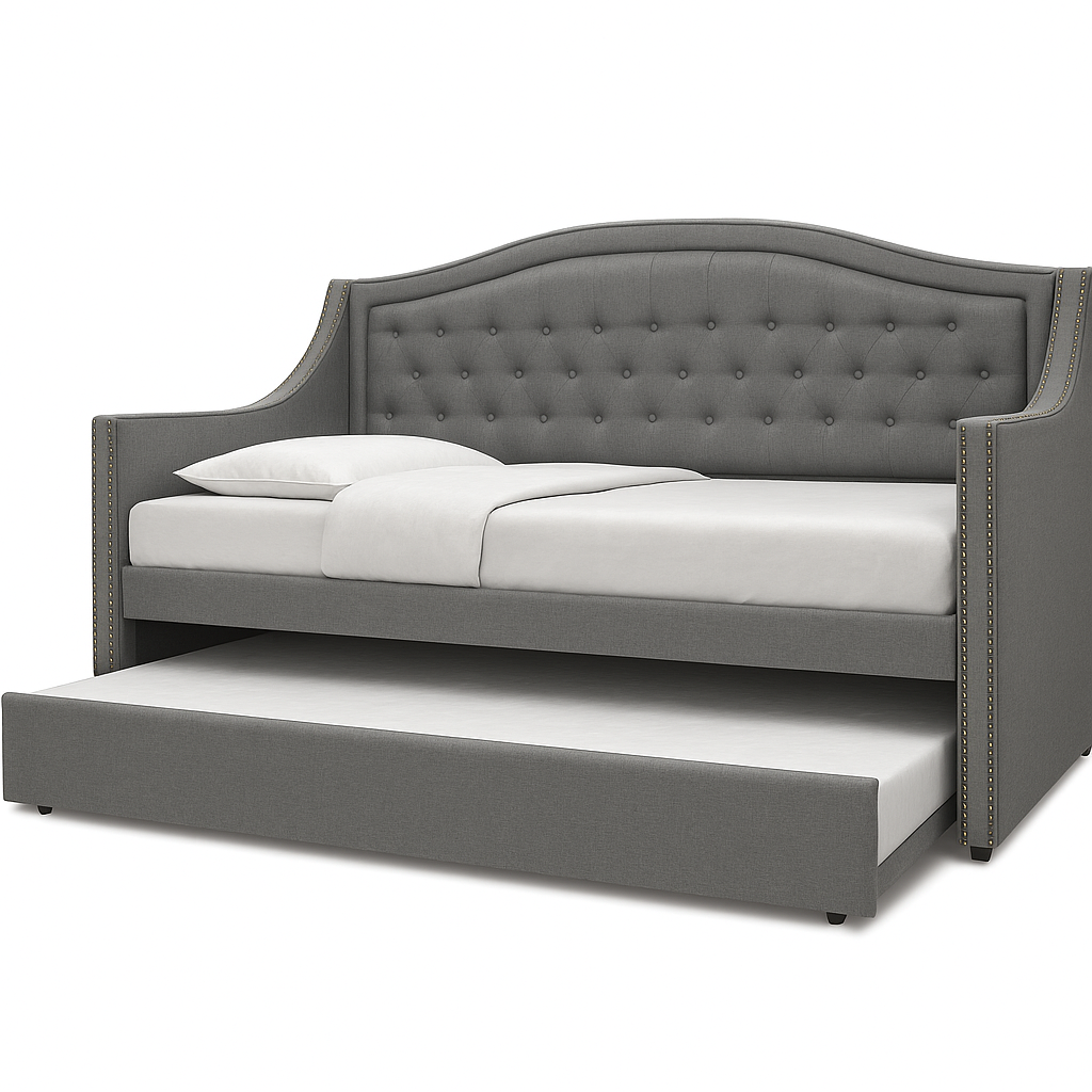 Zerry 3 in 1 Grey Fabric Daybed Pull Out Bed Frame (Water Repellent)