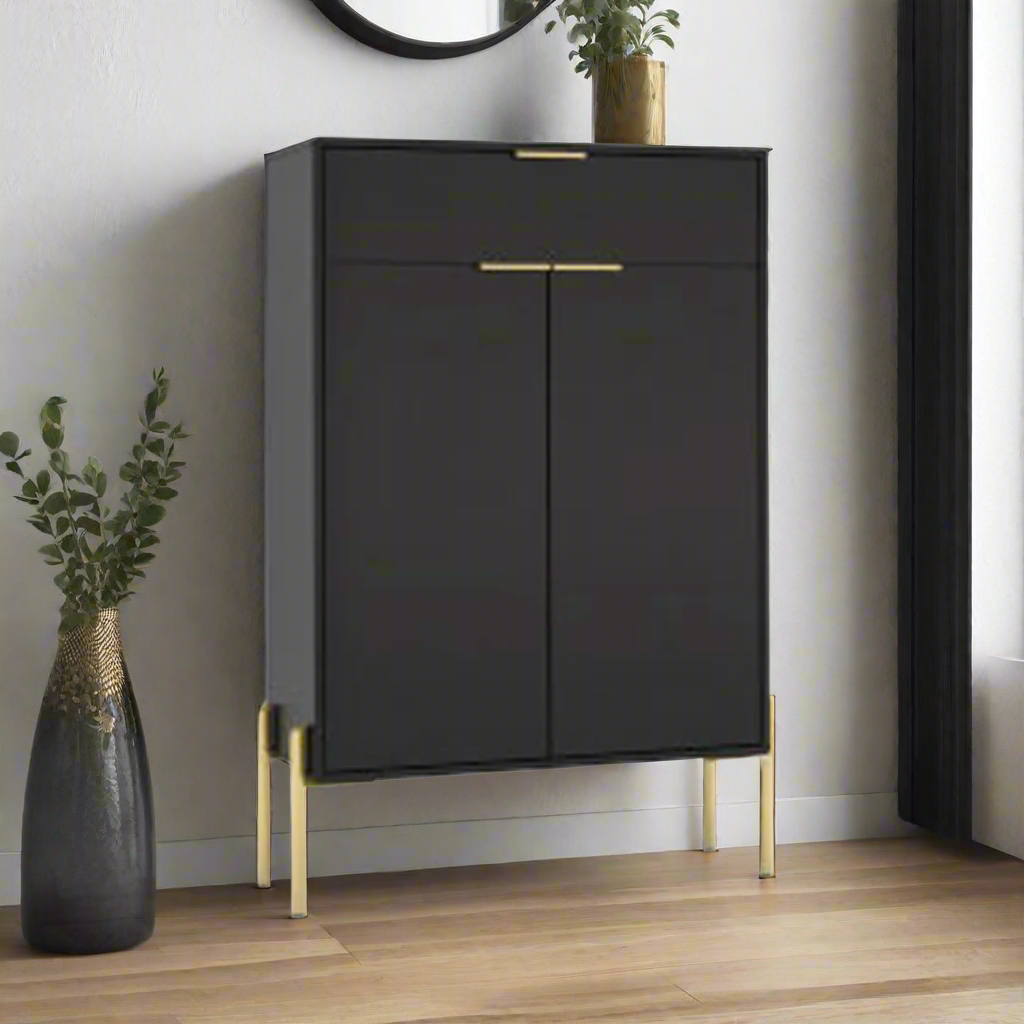 Nesta Black Shoe Cabinet (80cm)
