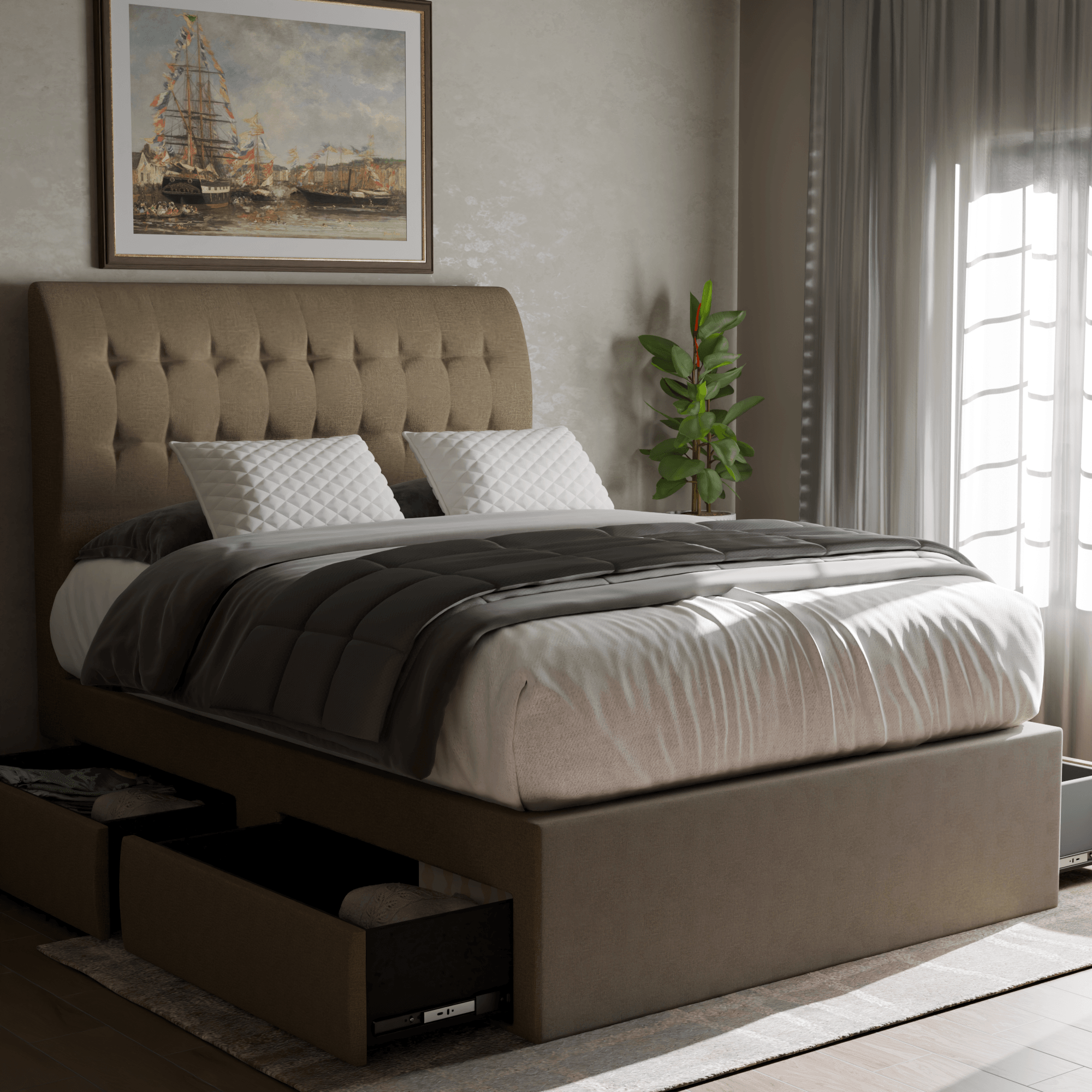 Nette Fabric Drawer Bed Frame