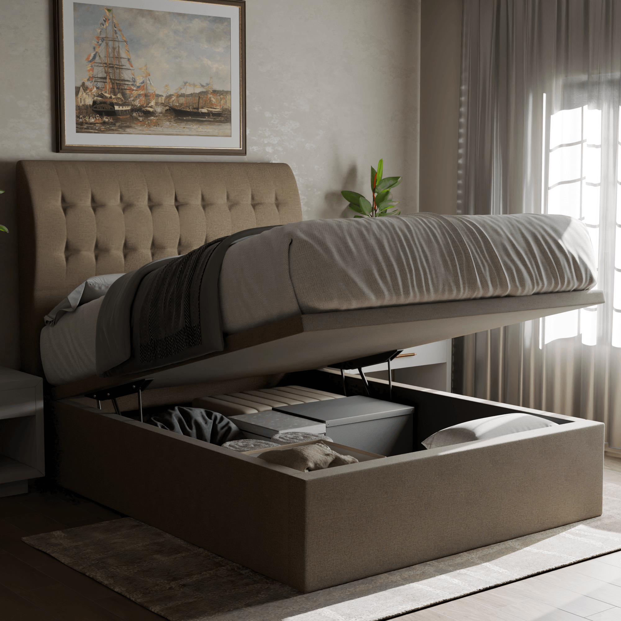 Nette Fabric Storage Bed