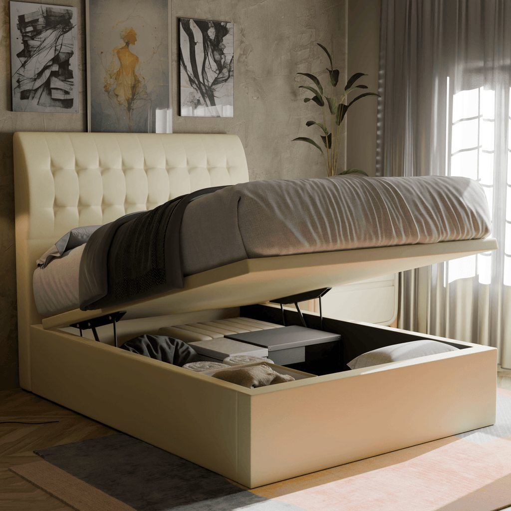 Nette Faux Leather Storage Bed