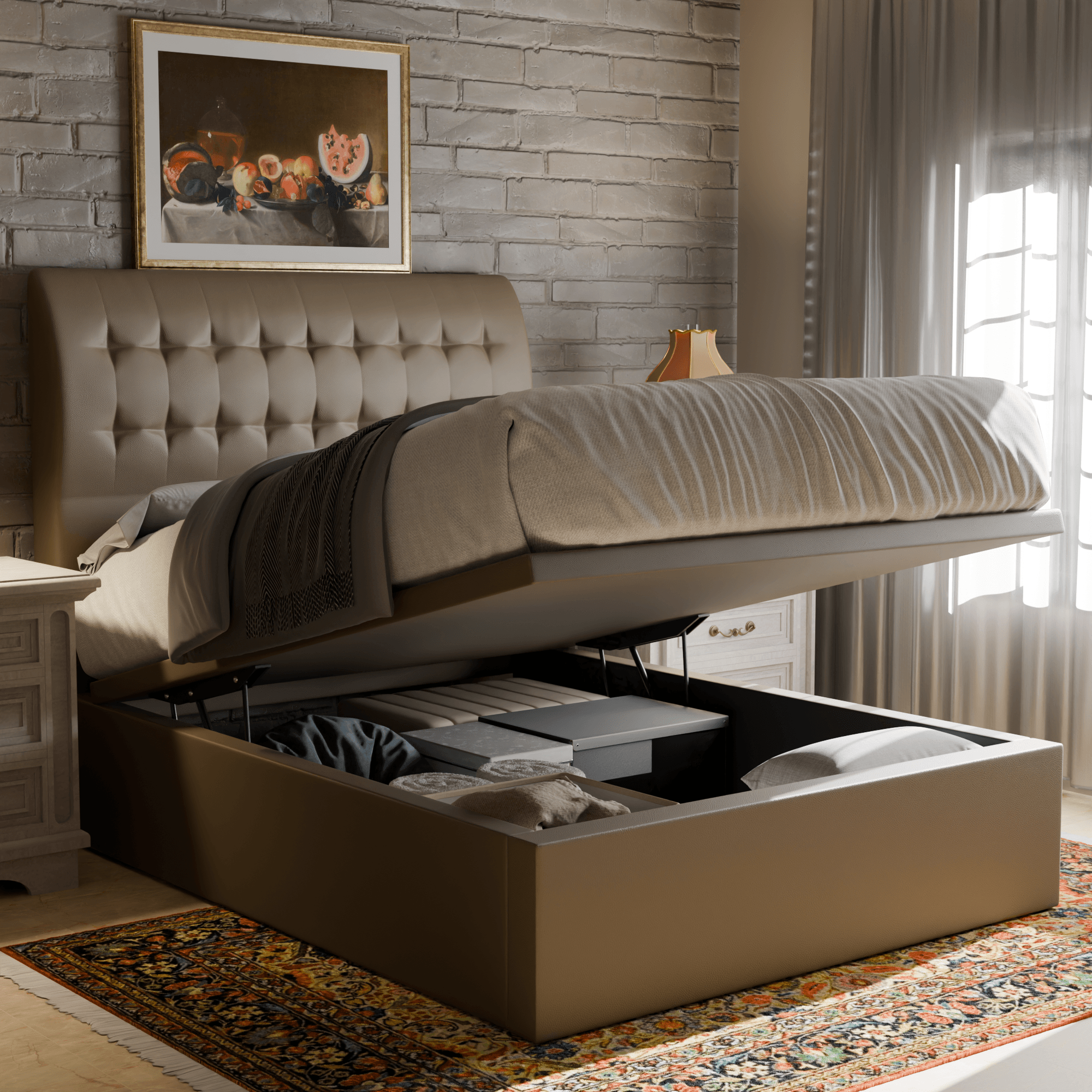 Nette Faux Leather Storage Bed