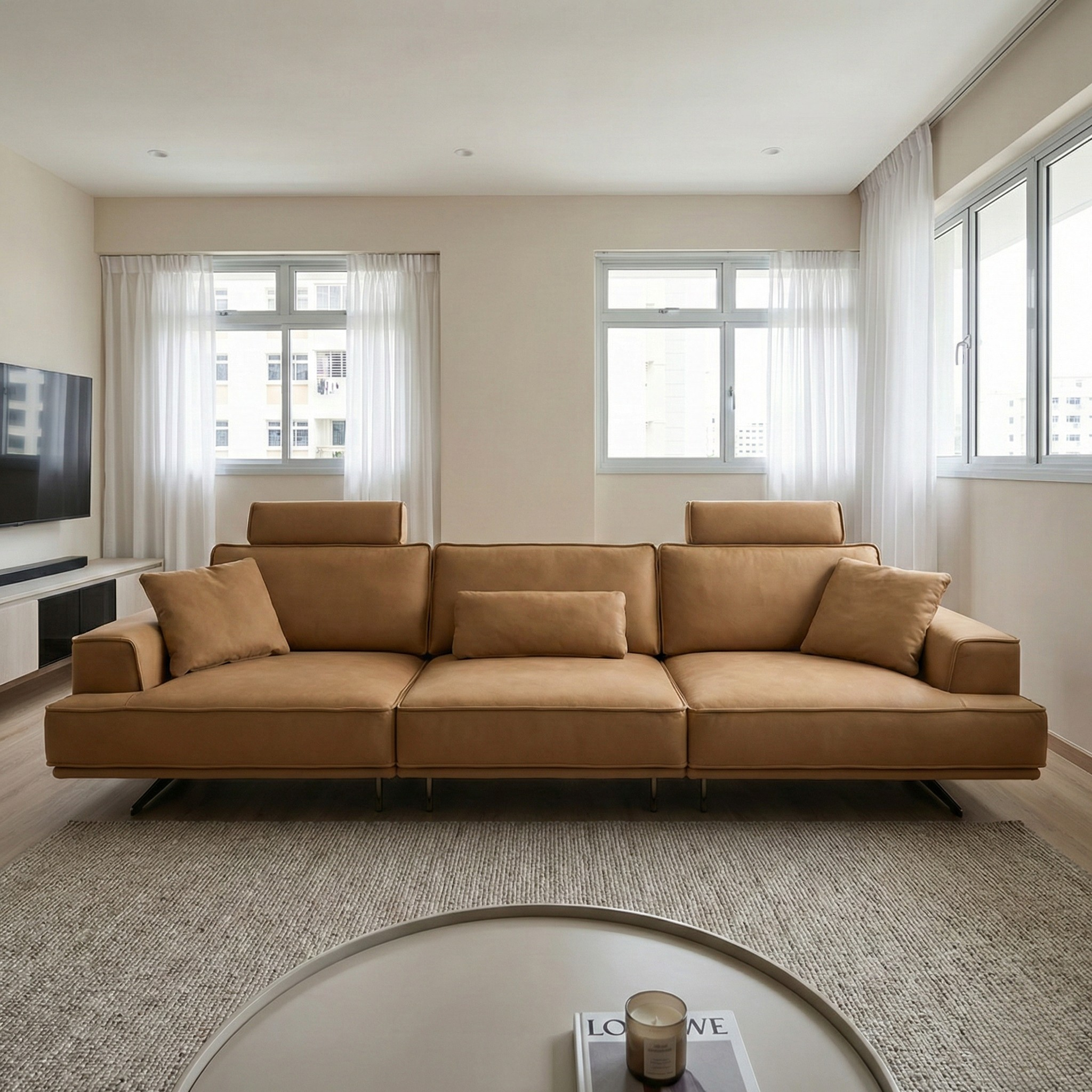 Niro Leather Adjustable Headrest Sofa