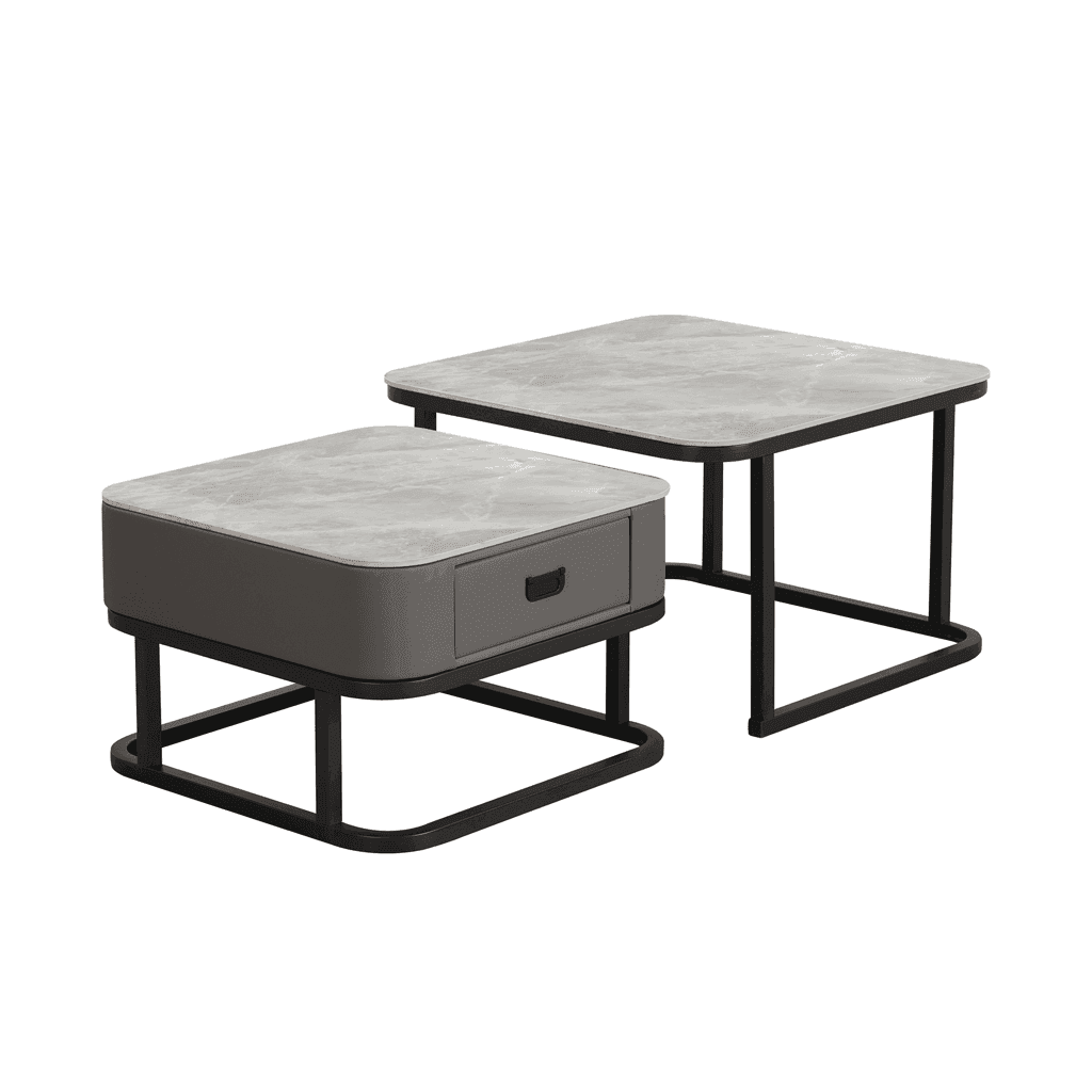 Penelope Sintered Stone Square Nesting Coffee Table