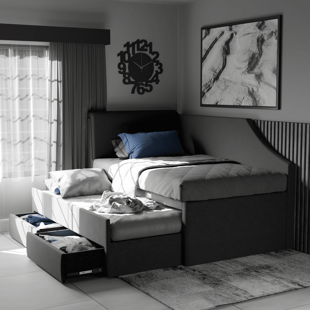 Quinslet Fabric Pull Out Bed with Drawer Storage (Pet Friendly)