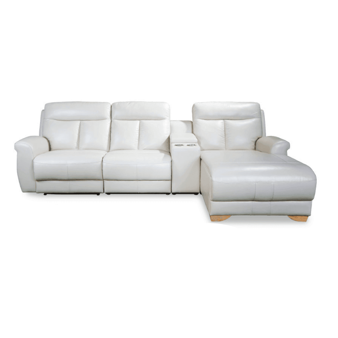 Regulus Genuine Leather Recliner L-Shaped Sofa