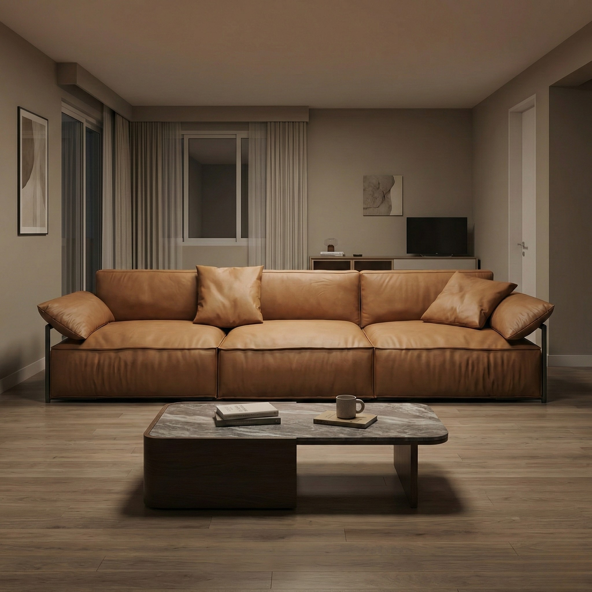 Ridge Leather Sofa