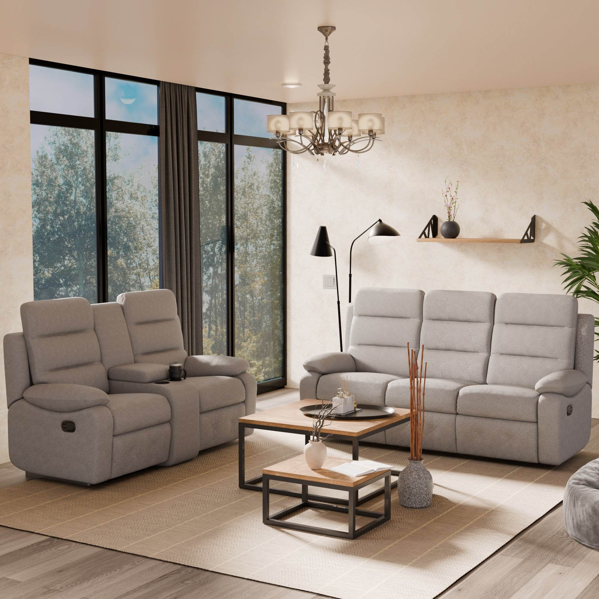Rodney Belgium Fabric Recliner Sofa (Water Repellent)