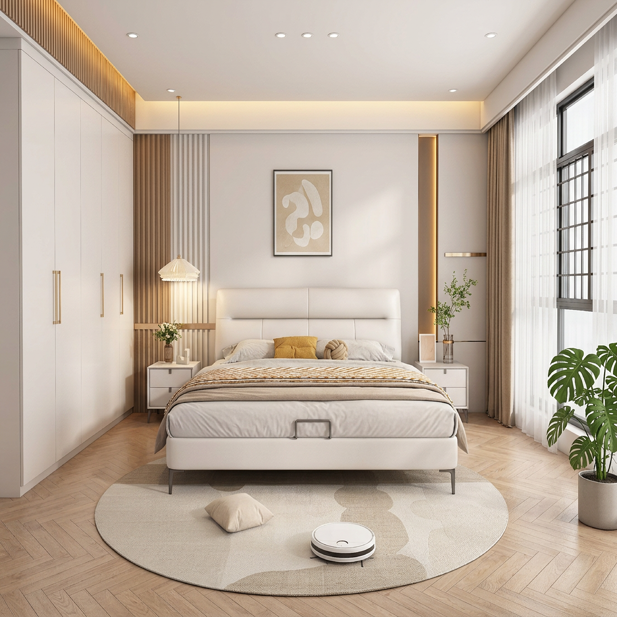 Alune Genuine Leather Bed Frame