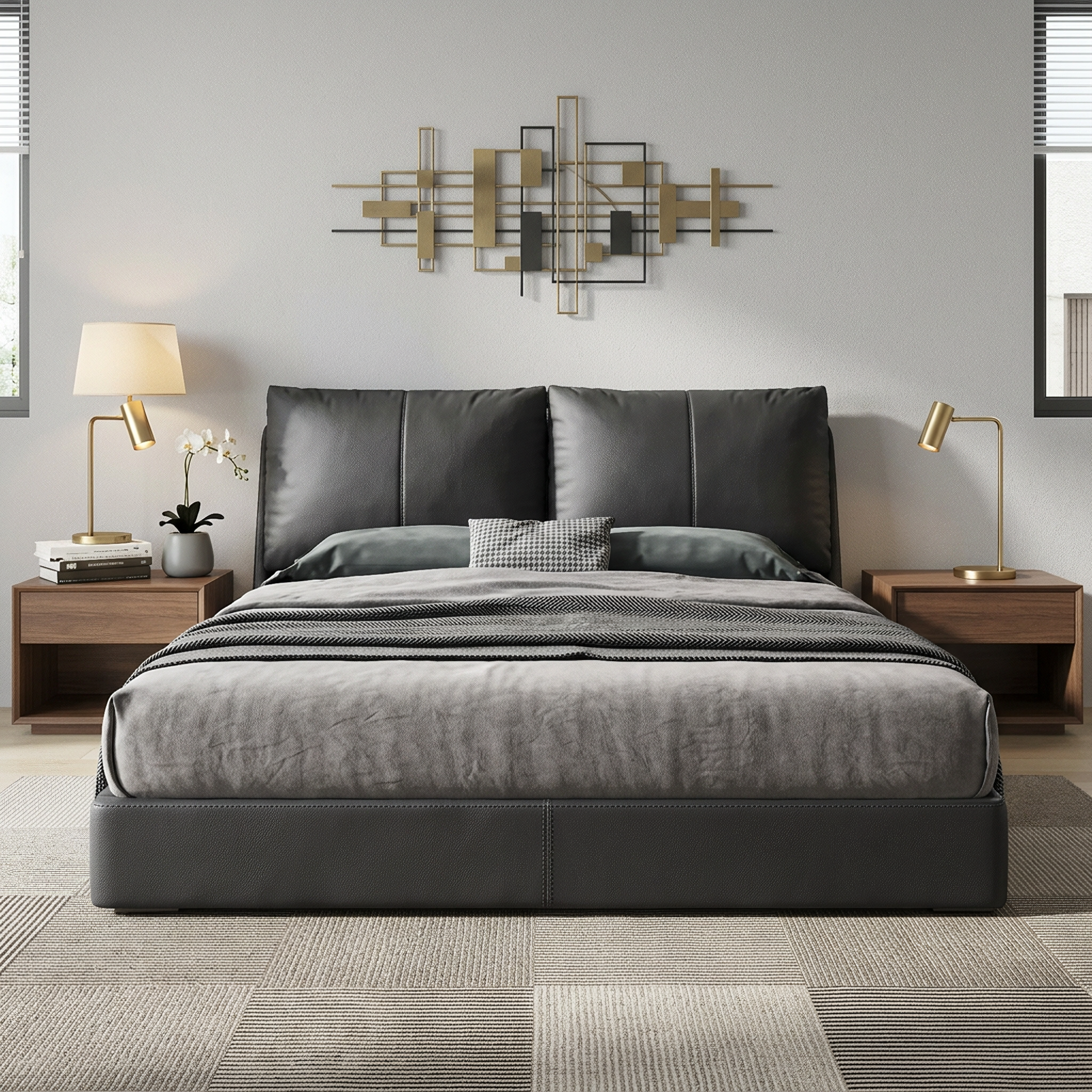 Harren Leather Bed Frame