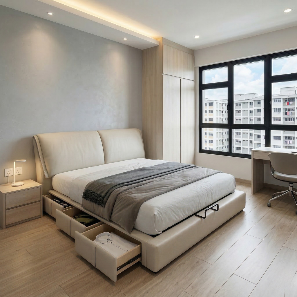 Avyra Leather Storage Bed Frame