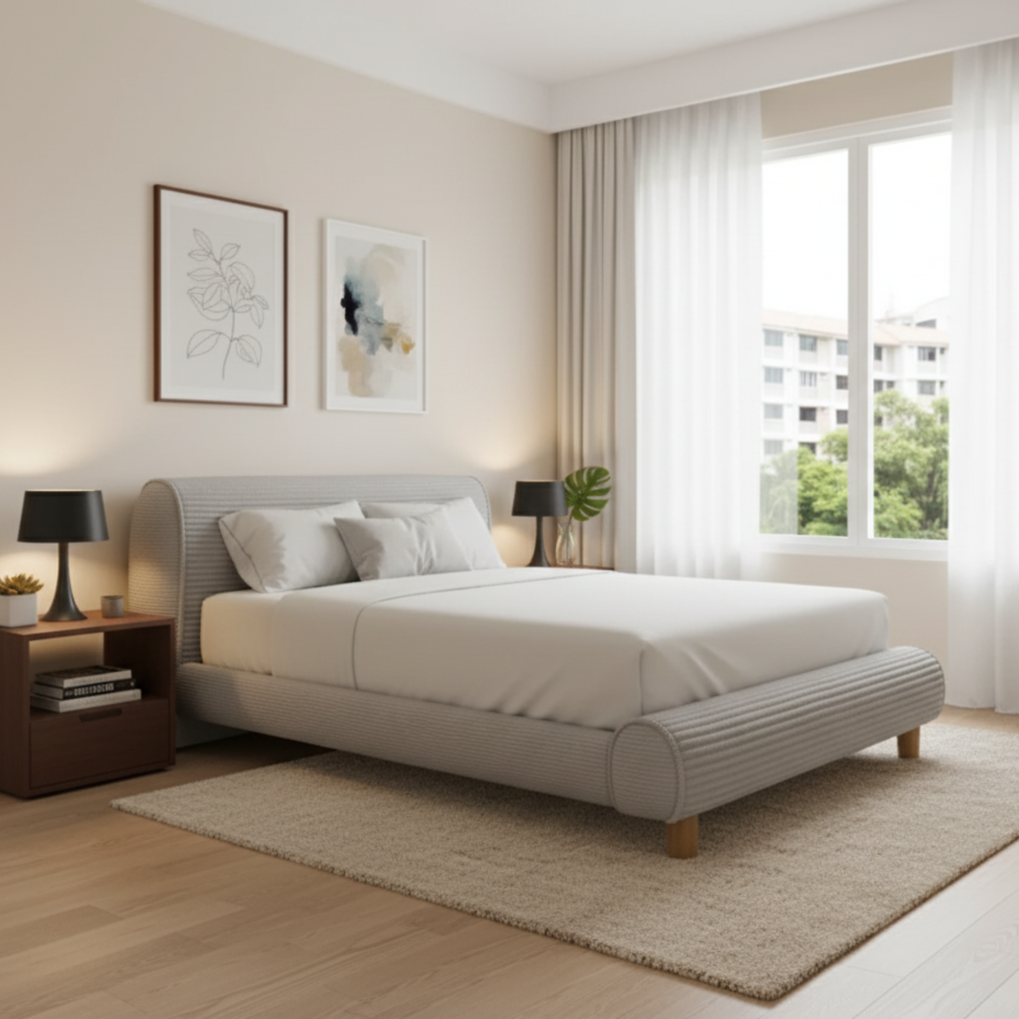 Zento Fabric Bed Frame by Esteller (Pet Friendly & Easy Clean)