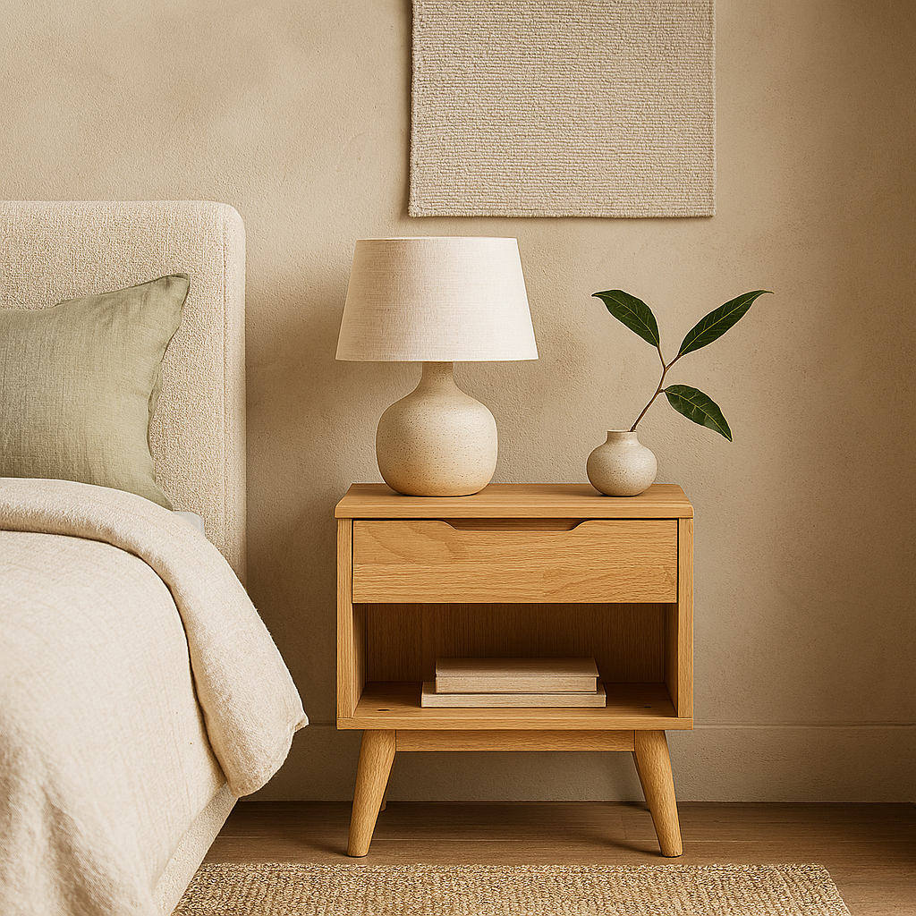 Baxter Ash Wood Bedside Table (45cm)